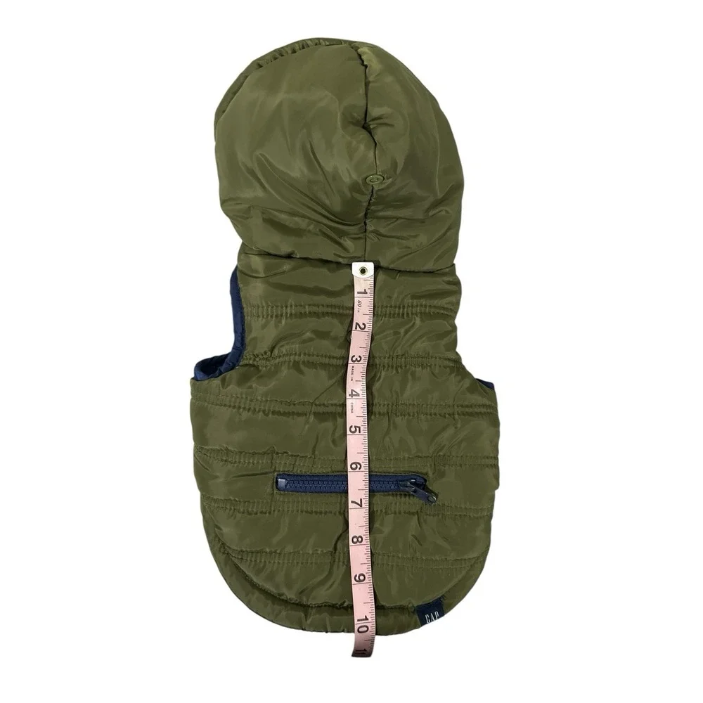 GAP Green & Navy Blue Quilted Bomber Zip Up Hooded Dog Coat/Jacket Small